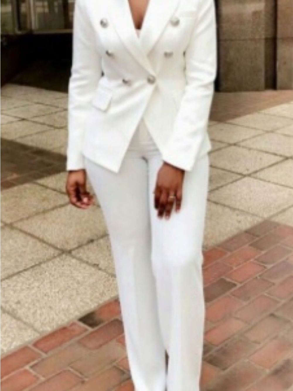 Women’s White Tailored Straight-Leg Trousers